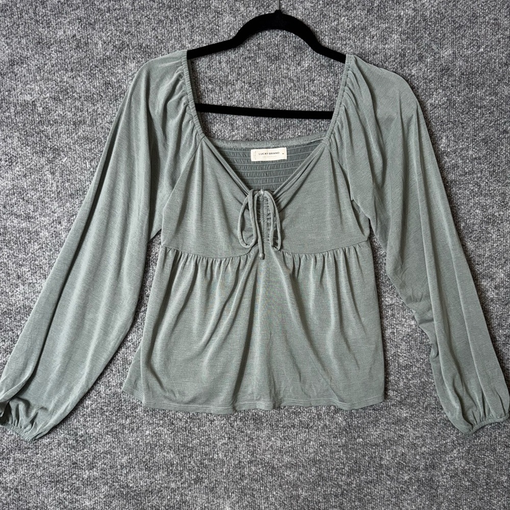 Lucky Brand Sandwash Green Babydoll Top - Size Medium (M); NWOT
